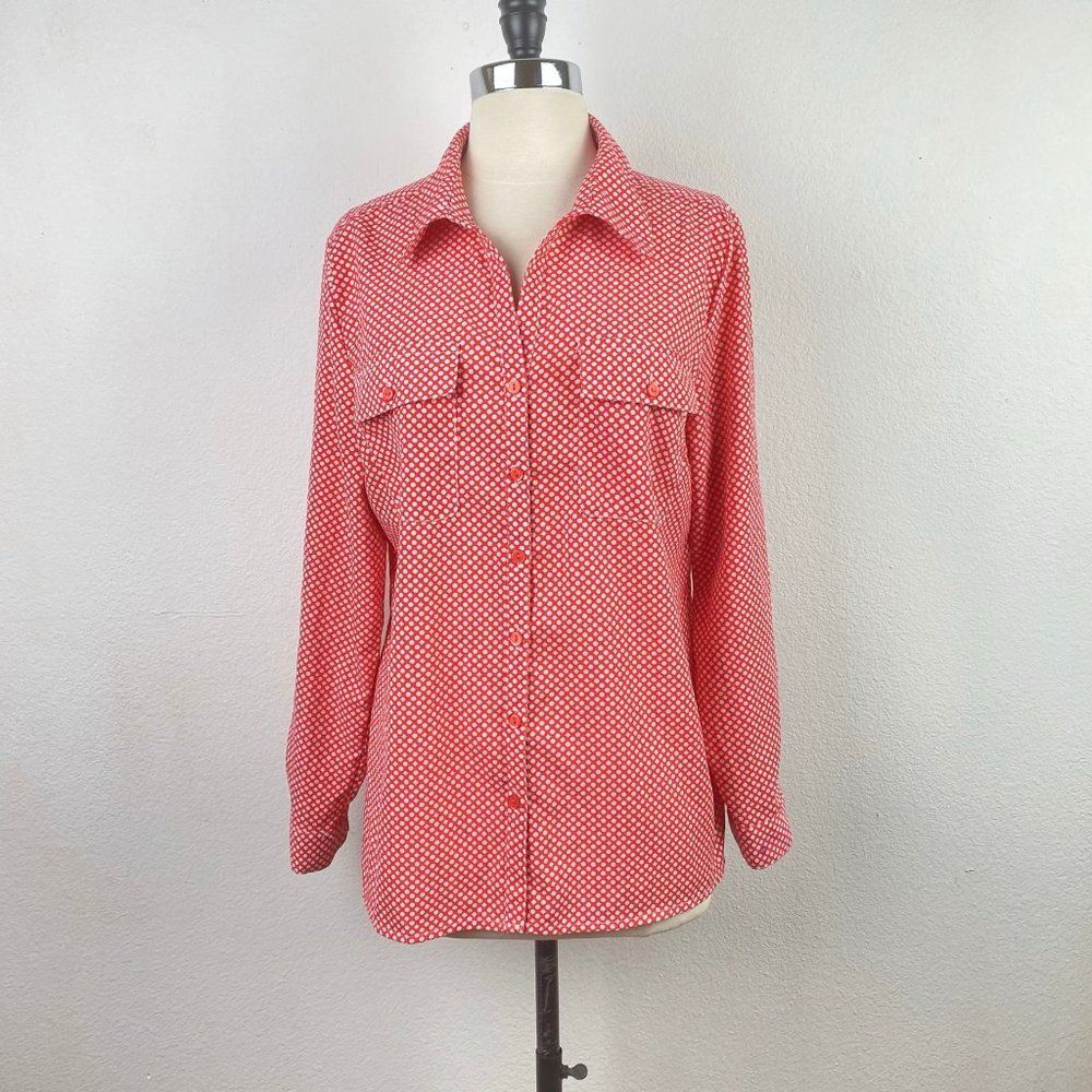 Rebecca Malone Red Blouse Polka Dot Sz L